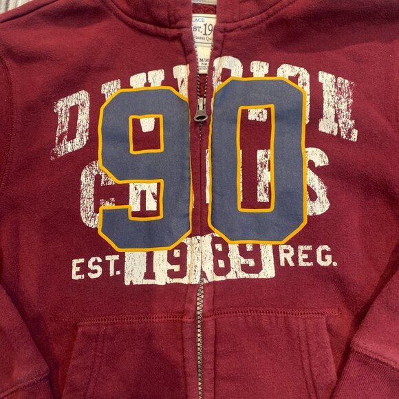 Children’s Place Boys Hoodie Size Med 7/8 Full Zip Burgundy with Logo - Picture 2 of 6